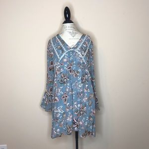 Beautiful Boutique Blue and Blush Flower Dress